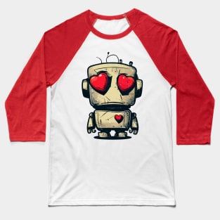 Cute clumsy sad valentine retro robot in love Baseball T-Shirt